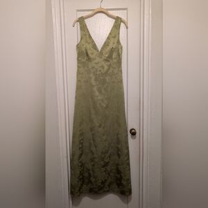 CeCe Olive Green Strapless Jacquard Slip Gown